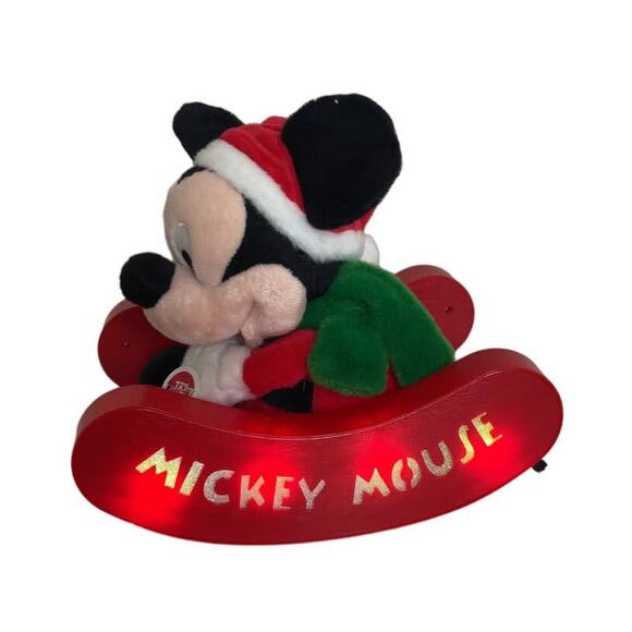 Vintage Disney MICKEY MOUSE CHRISTMAS Animated Sleigh Singing Rocking Sledding - Picture 1 of 4